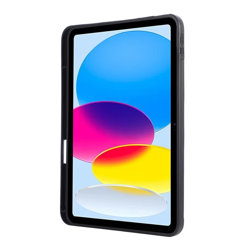 For iPad (2025)  /  10.9 (2022) Case Kickstand PU + TPU Tablet Cover with Wristband  /  Pen Slot - Black