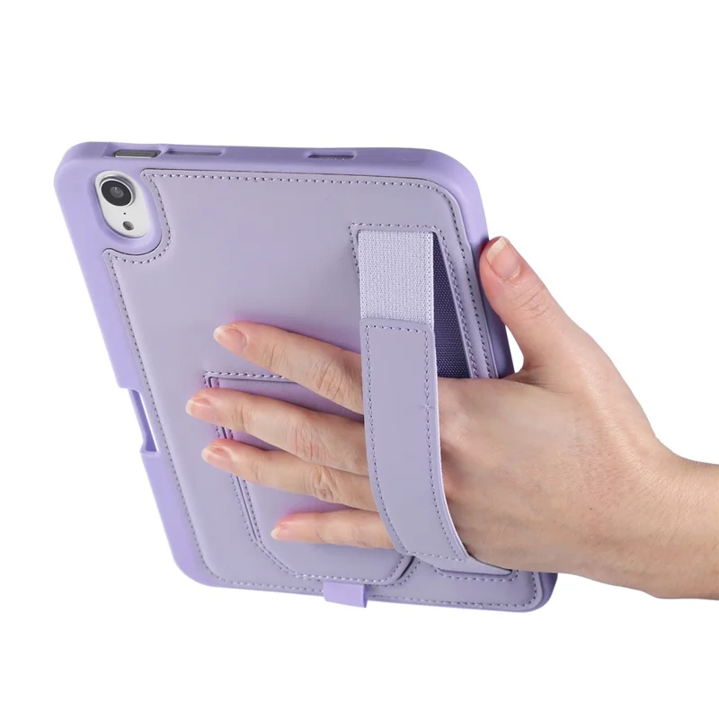 Tabletcover voor iPad mini (2024) / (2021) met standaard, PU + TPU beschermhoes met polsbandje / penhouder - Paars