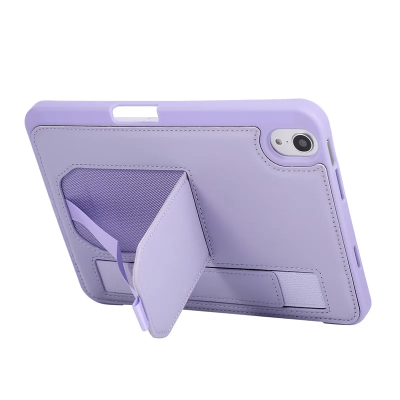 Tabletcover voor iPad mini (2024) / (2021) met standaard, PU + TPU beschermhoes met polsbandje / penhouder - Paars