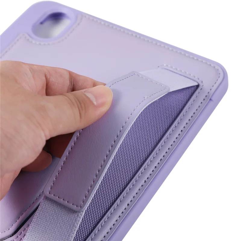 Tabletcover voor iPad mini (2024) / (2021) met standaard, PU + TPU beschermhoes met polsbandje / penhouder - Paars