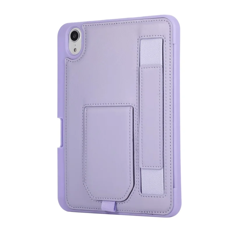 Tabletcover voor iPad mini (2024) / (2021) met standaard, PU + TPU beschermhoes met polsbandje / penhouder - Paars