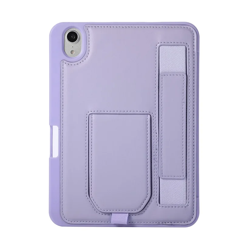 Tabletcover voor iPad mini (2024) / (2021) met standaard, PU + TPU beschermhoes met polsbandje / penhouder - Paars