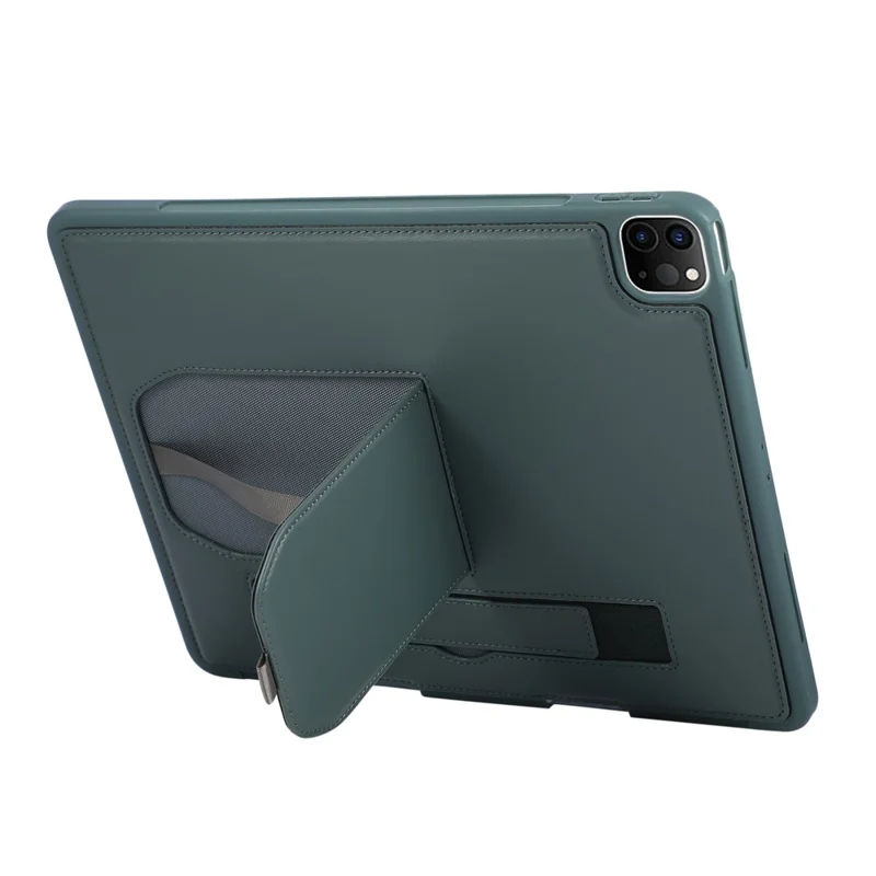 Custodia per tablet per iPad Air 11 (2025) / (2024) / Air (2022) / (2020) / Pro 11 (2022) / (2020) / (2018) Supporto per cavalletto PU + Copertura TPU con cinturino da polso / Slot per penna - Verde