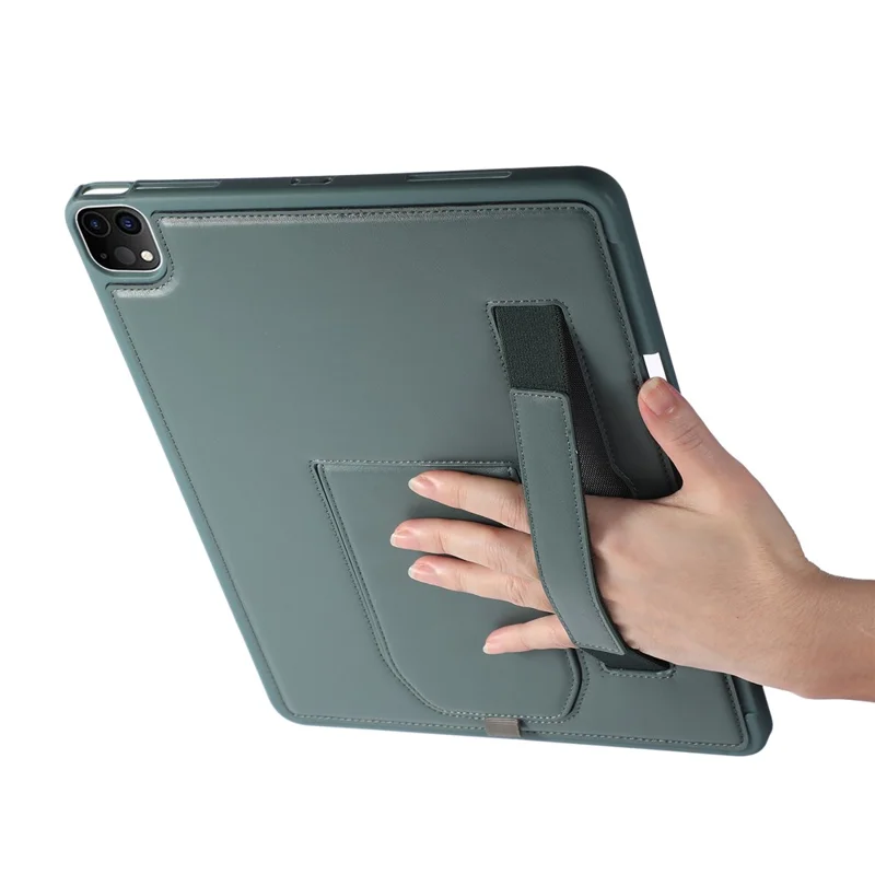 Custodia per tablet per iPad Air 11 (2025) / (2024) / Air (2022) / (2020) / Pro 11 (2022) / (2020) / (2018) Supporto per cavalletto PU + Copertura TPU con cinturino da polso / Slot per penna - Verde
