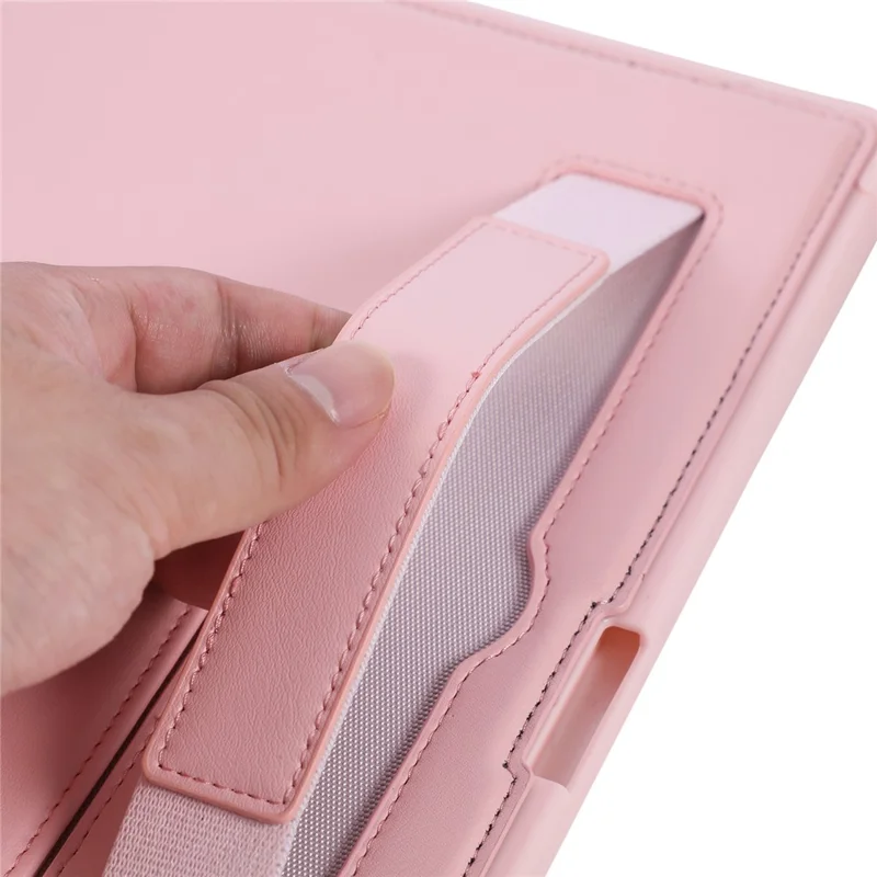 Voor Samsung Galaxy Tab A11 / A9 Hoesje Standaard PU + TPU Tabletcover met Polsbandje / Pennenvak - Roze