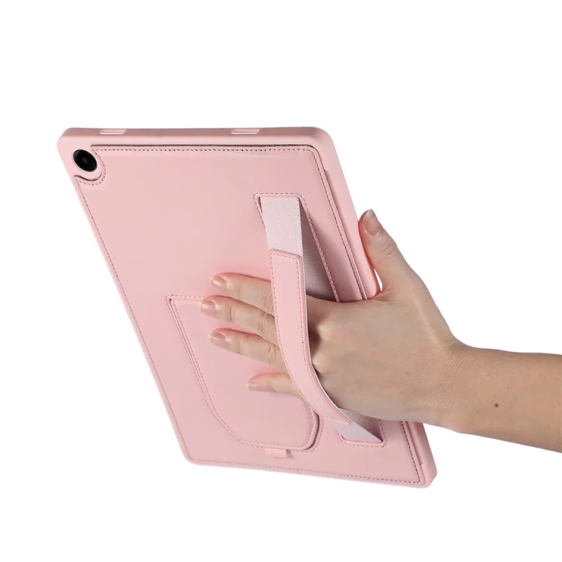 Voor Samsung Galaxy Tab A11+ / A9+ hoesje met standaard PU + TPU tabletcover met polsbandje / penschuif - Roze