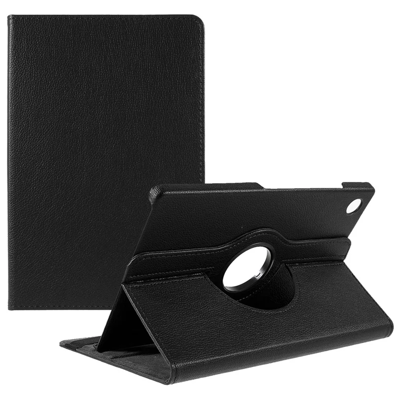 For Samsung Galaxy Tab A11+ Case Rotating Stand PU Leather + PC Tablet Cover with Elastic Band - Black