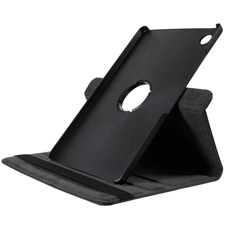 For Samsung Galaxy Tab A11+ Case Rotating Stand PU Leather + PC Tablet Cover with Elastic Band - Black