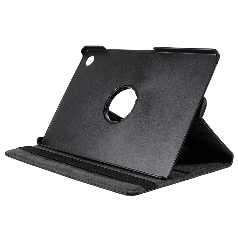 For Samsung Galaxy Tab A11+ Case Rotating Stand PU Leather + PC Tablet Cover with Elastic Band - Black