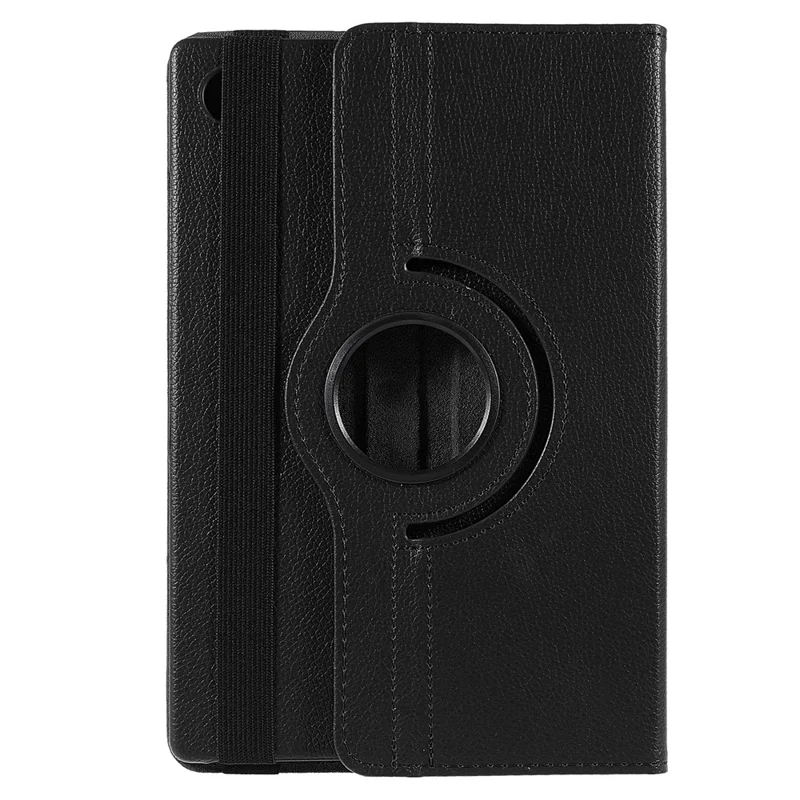 For Samsung Galaxy Tab A11+ Case Rotating Stand PU Leather + PC Tablet Cover with Elastic Band - Black