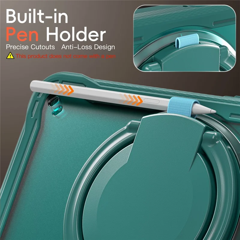 Чехол для Samsung Galaxy Tab A11 с вращающейся подставкой, ПК + ТПУ + силиконовый чехол для планшета - Полночно-зеленый