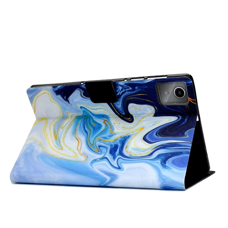 Lenovo Xiaoxin Pad 12.1 (2025) Hülle Ständer Muster bedruckter Lederüberzug - Blauer Marmor