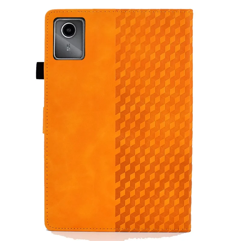 Für Lenovo Xiaoxin Pad 12.1 (2025) Hülle Kartensteckplätze Blockmusters Lederhülle - Khaki