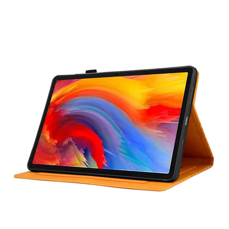 Für Lenovo Xiaoxin Pad 12.1 (2025) Hülle Kartensteckplätze Blockmusters Lederhülle - Khaki