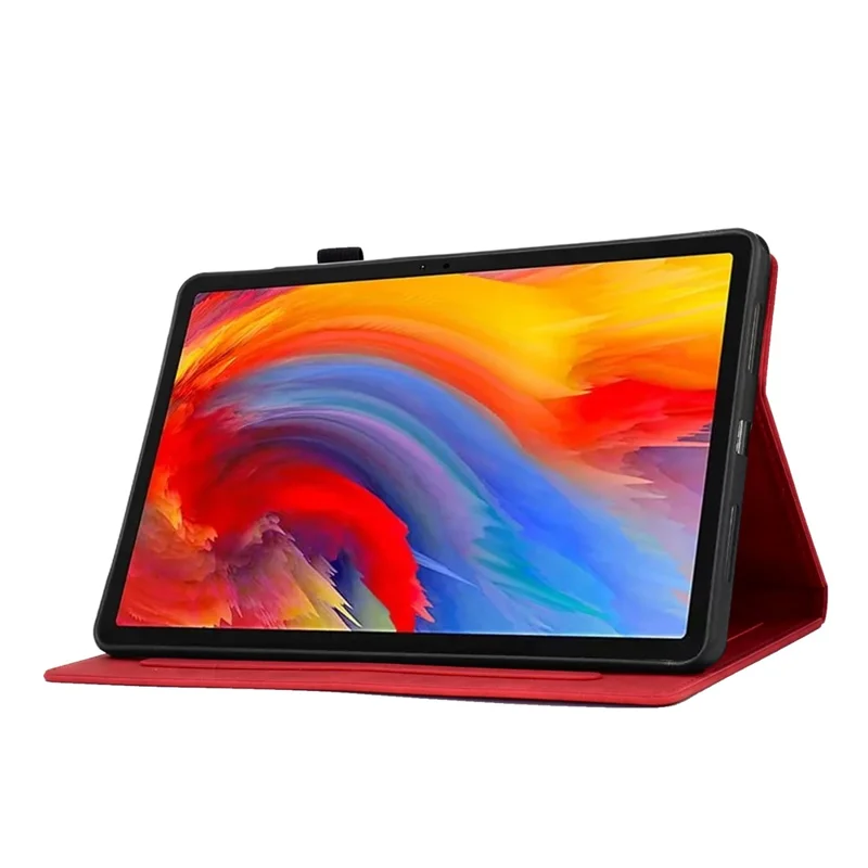 For Lenovo Xiaoxin Pad 12.1 (2025) Case Flower Butterfly Imprinted Card Slots Leather Cover - Red