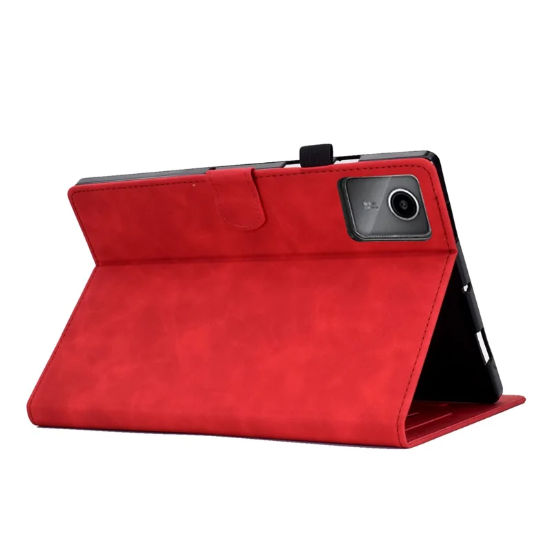 For Lenovo Xiaoxin Pad 12.1 (2025) Case Flower Butterfly Imprinted Card Slots Leather Cover - Red