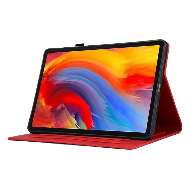 Lenovo Xiaoxin Pad 12.1 (2025) Lederetui Baumstruktur Kartenfächer Ständer Abdeckung - Rot