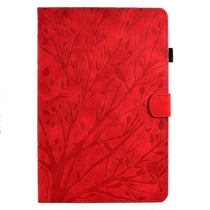 Lenovo Xiaoxin Pad 12.1 (2025) Lederetui Baumstruktur Kartenfächer Ständer Abdeckung - Rot