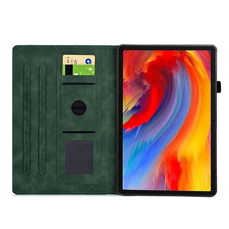 For Lenovo Xiaoxin Pad 12.1 (2025) Case Card Slots Stand Rhombus Auto Wake / Sleep Leather Cover - Green