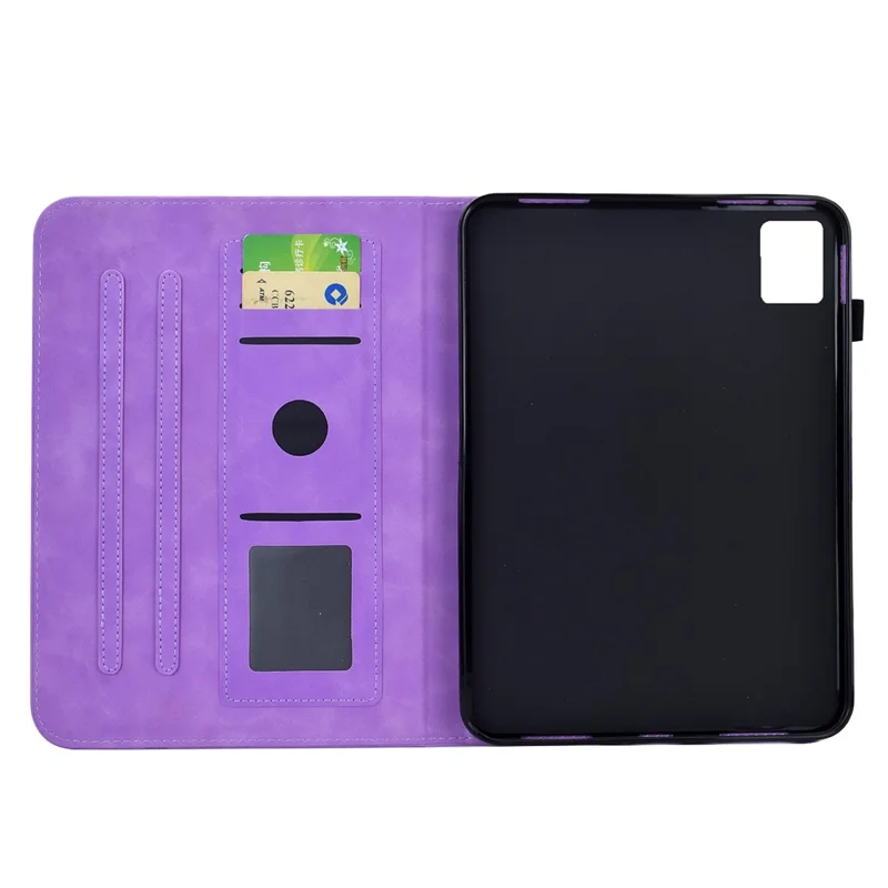 Lenovo Xiaoxin Pad 12.1 (2025) Lederetui Pflaumenblüte Ständer Kartenschlitze Tablet-Hülle - Hellviolett