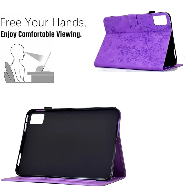 Lenovo Xiaoxin Pad 12.1 (2025) Lederetui Pflaumenblüte Ständer Kartenschlitze Tablet-Hülle - Hellviolett