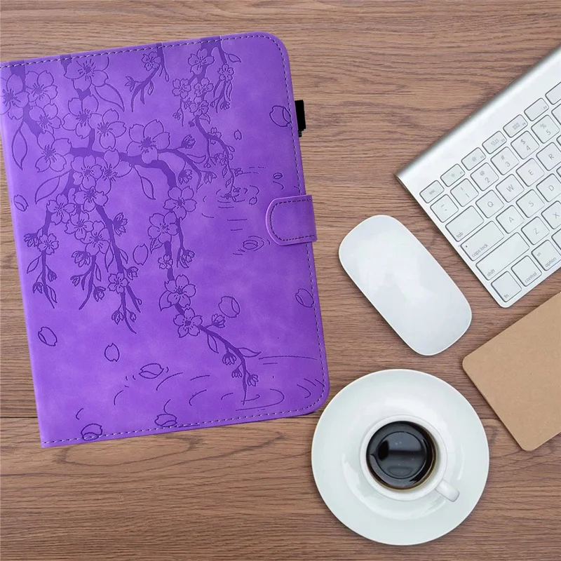 Lenovo Xiaoxin Pad 12.1 (2025) Lederetui Pflaumenblüte Ständer Kartenschlitze Tablet-Hülle - Hellviolett