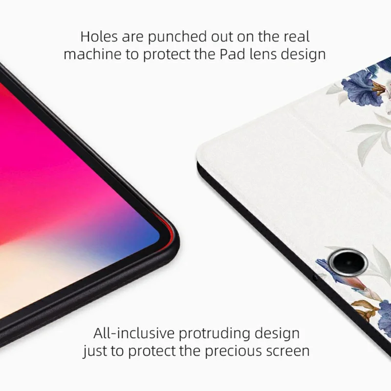 For Oppo Pad SE Case Flower Pattern Flip Stand PU Leather Tablet Cover - White Flower Bush