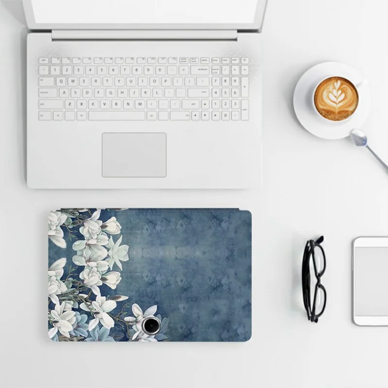 For Oppo Pad SE Case Flower Pattern Flip Stand PU Leather Tablet Cover - White Flower Bush