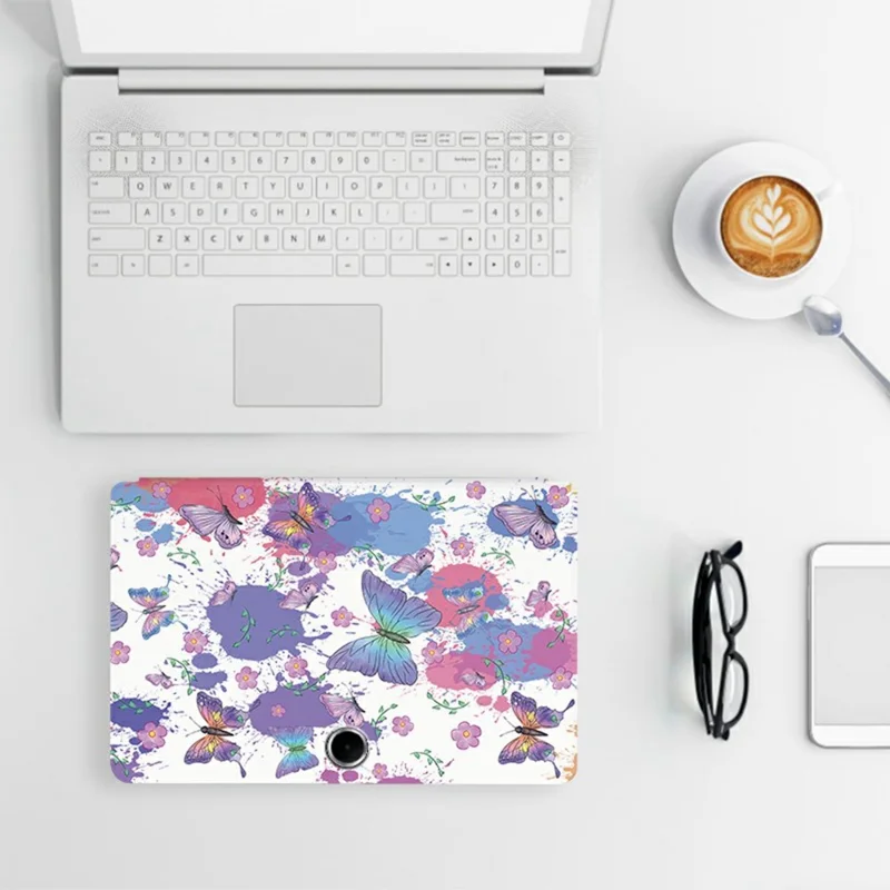 Custodia protettiva per tablet Oppo Pad SE in pelle PU con stampa a farfalla, custodia a libro con supporto - Farfalla rosa