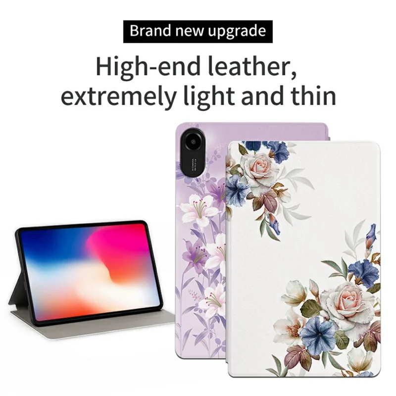 Чехол для планшета Xiaomi Redmi Pad 2, цветочный узор, откидной, из искусственной кожи, белый цветочный куст