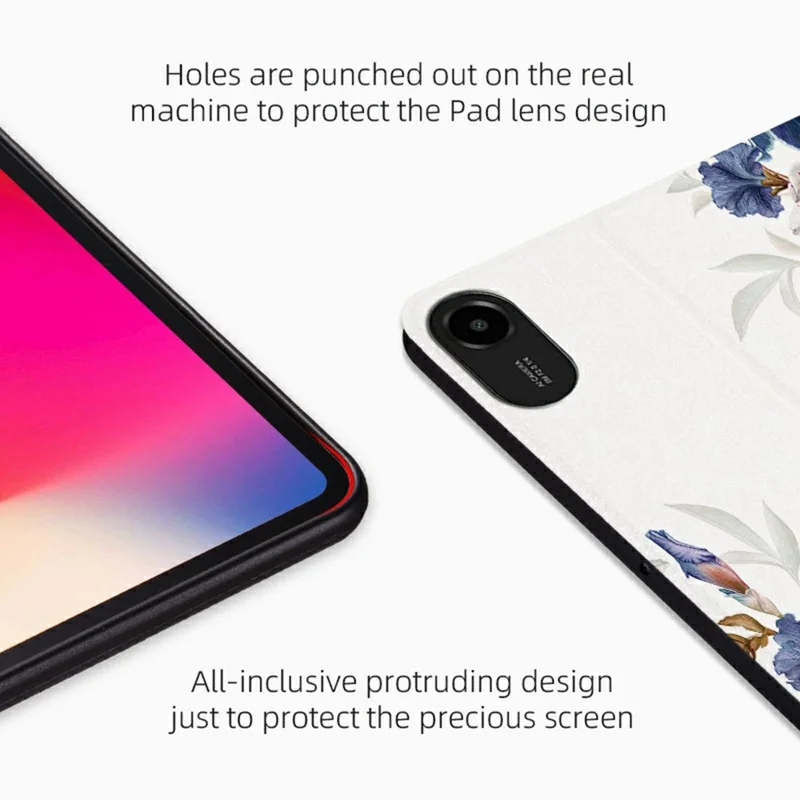 Чехол для планшета Xiaomi Redmi Pad 2, цветочный узор, откидной, из искусственной кожи, белый цветочный куст