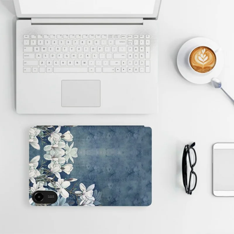 Чехол для планшета Xiaomi Redmi Pad 2, цветочный узор, откидной, из искусственной кожи, белый цветочный куст