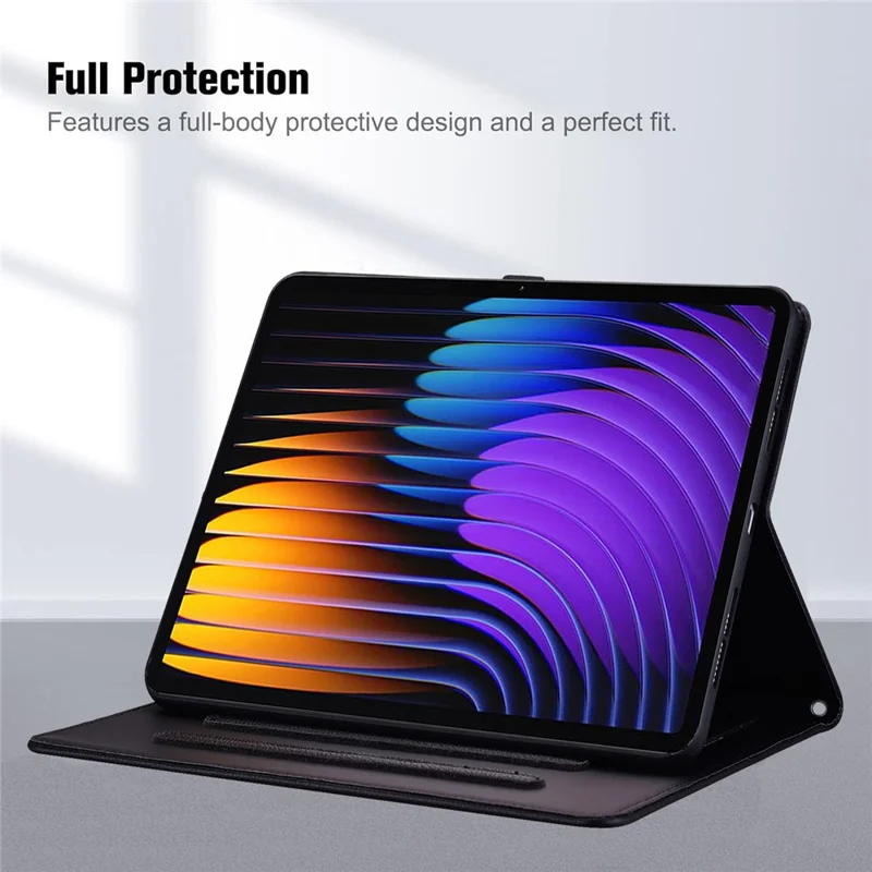 For Xiaomi Pad 7 Pro / 8 Pro Wallet Case Leather Stand Table Cover with Stylus Holder, 3D Effect Cat Pattern - Black