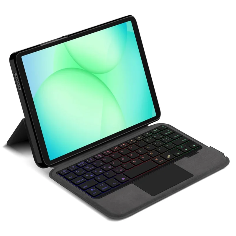 For Samsung Galaxy Tab A11 Leather Case + Touchpad Bluetooth-Compatible Keyboard with Backlit