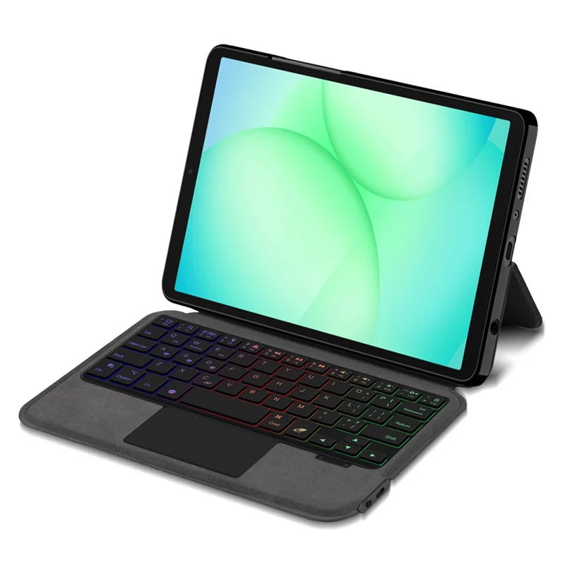 For Samsung Galaxy Tab A11 Leather Case + Touchpad Bluetooth-Compatible Keyboard with Backlit