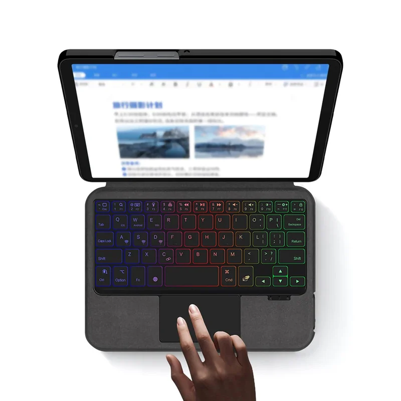 For Samsung Galaxy Tab A11 Leather Case + Touchpad Bluetooth-Compatible Keyboard with Backlit