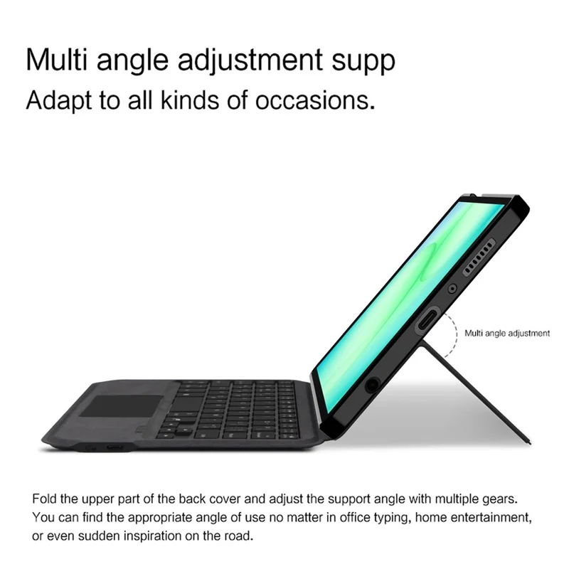 For Samsung Galaxy Tab A11 Leather Case + Touchpad Bluetooth-Compatible Keyboard with Backlit