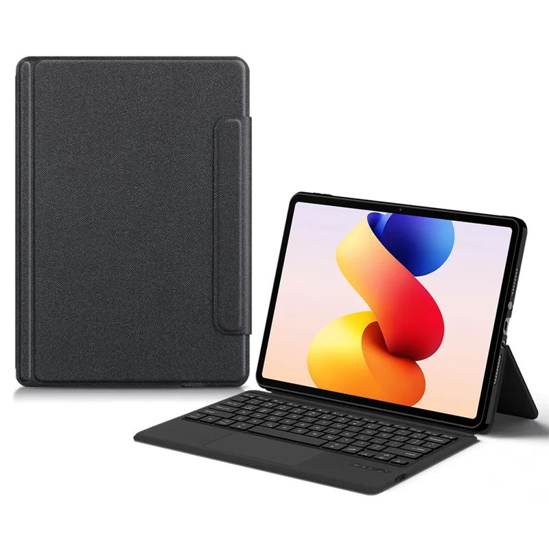 For Xiaomi Redmi Pad 2 Pro Leather Case + Touchpad Bluetooth-Compatible Keyboard with Backlit