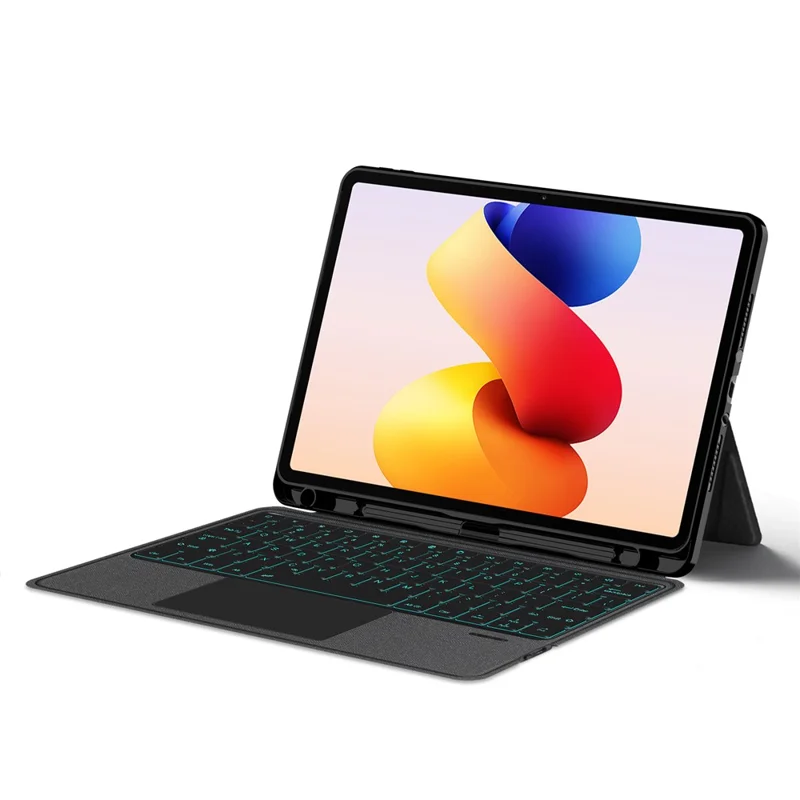 For Xiaomi Redmi Pad 2 Pro Leather Case + Bluetooth-Compatible Keyboard with Backlight Trackpad