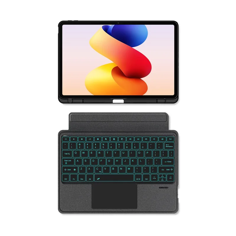 For Xiaomi Redmi Pad 2 Pro Leather Case + Bluetooth-Compatible Keyboard with Backlight Trackpad