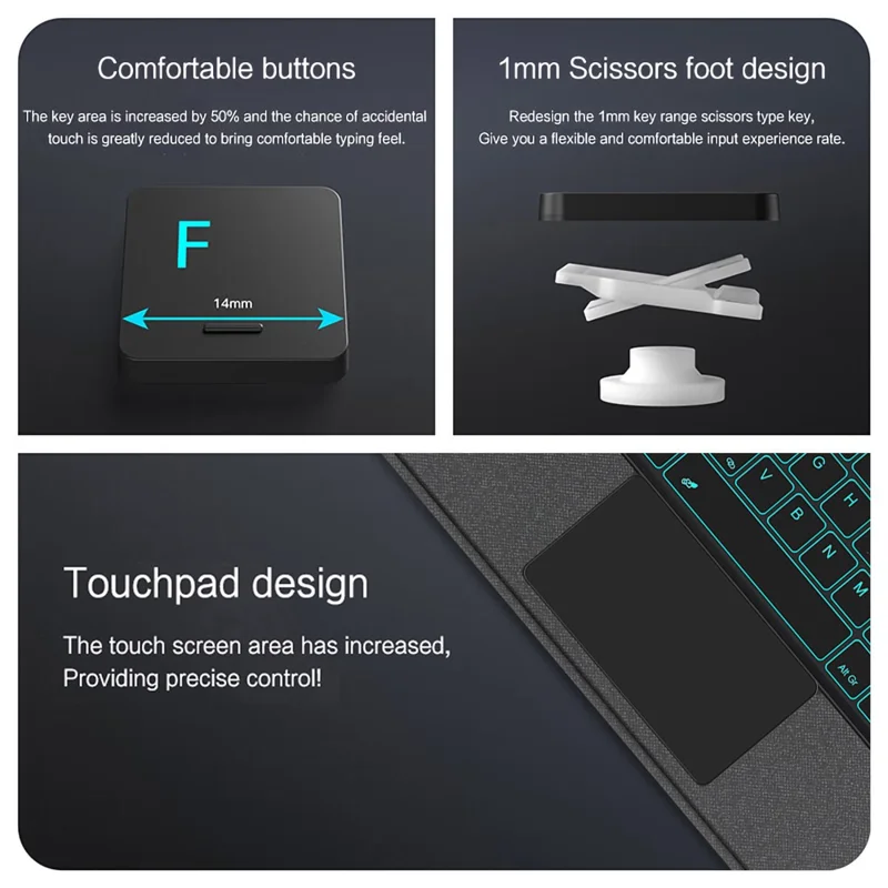 For Xiaomi Redmi Pad 2 Pro Leather Case + Bluetooth-Compatible Keyboard with Backlight Trackpad