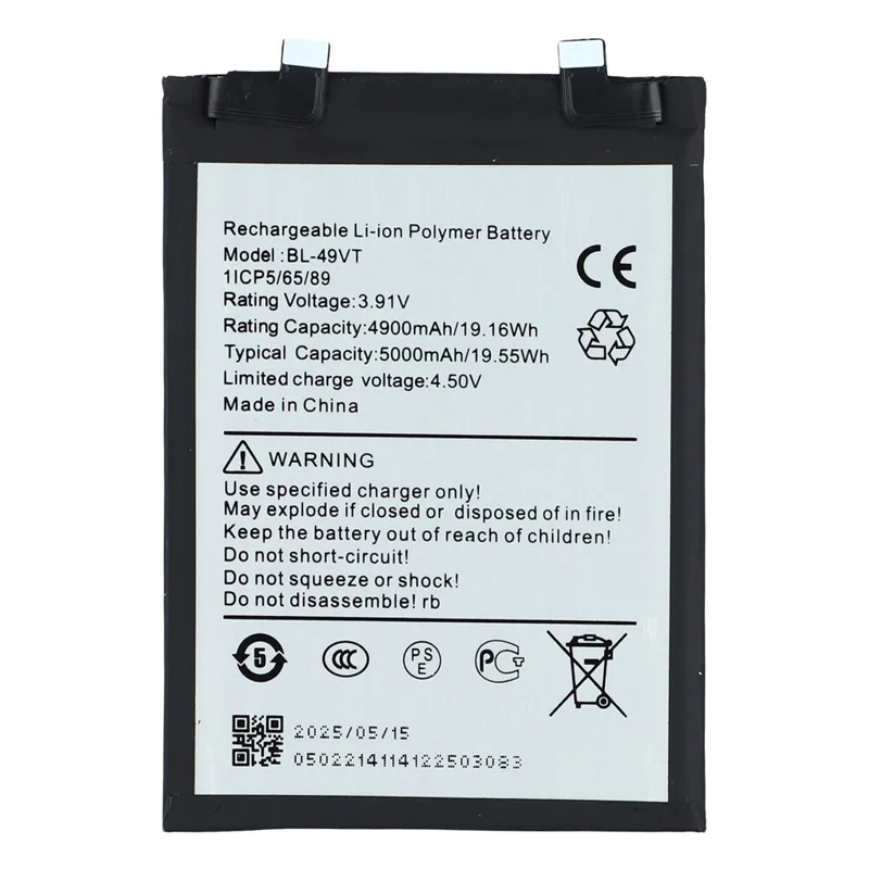 لبطارية ليثيوم بوليمر 3.91 فولت 4900 مللي أمبير في الساعة لجهاز TECNO Camon 30 4G (بدون شعار) (الترميز: BL-49VT)