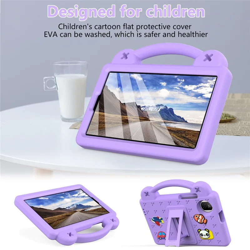 For Honor Pad X7 Hülle Kinder Cartoon Muster Handgriff Ständer Tablet EVA Abdeckung - Lila