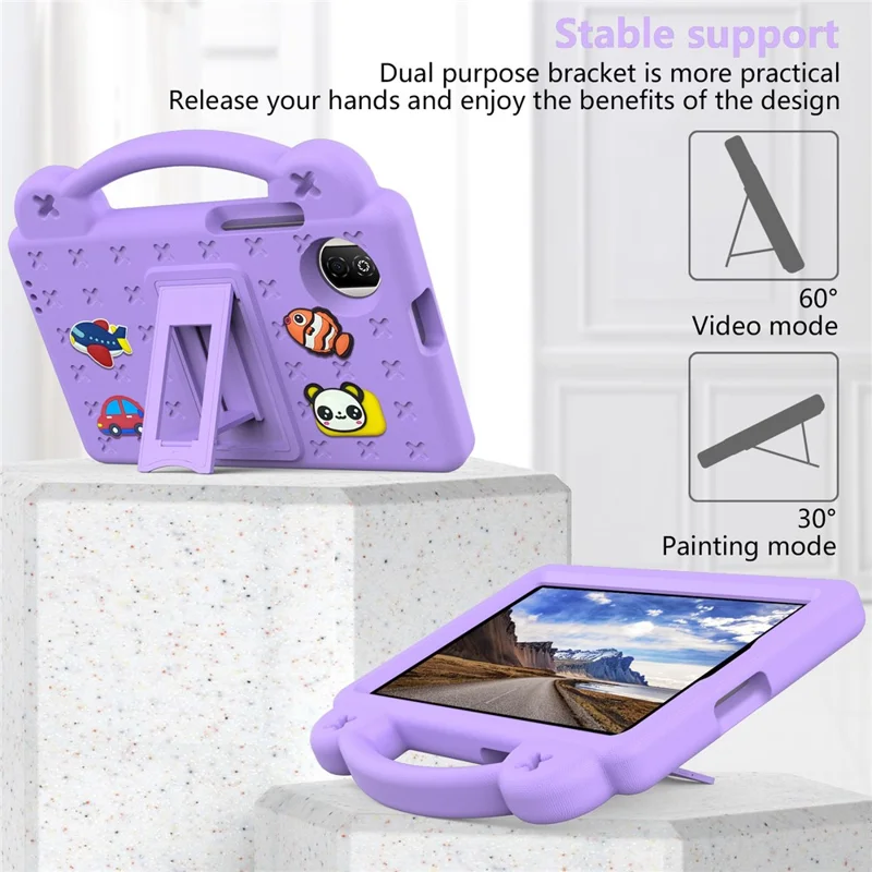 For Honor Pad X7 Hülle Kinder Cartoon Muster Handgriff Ständer Tablet EVA Abdeckung - Lila