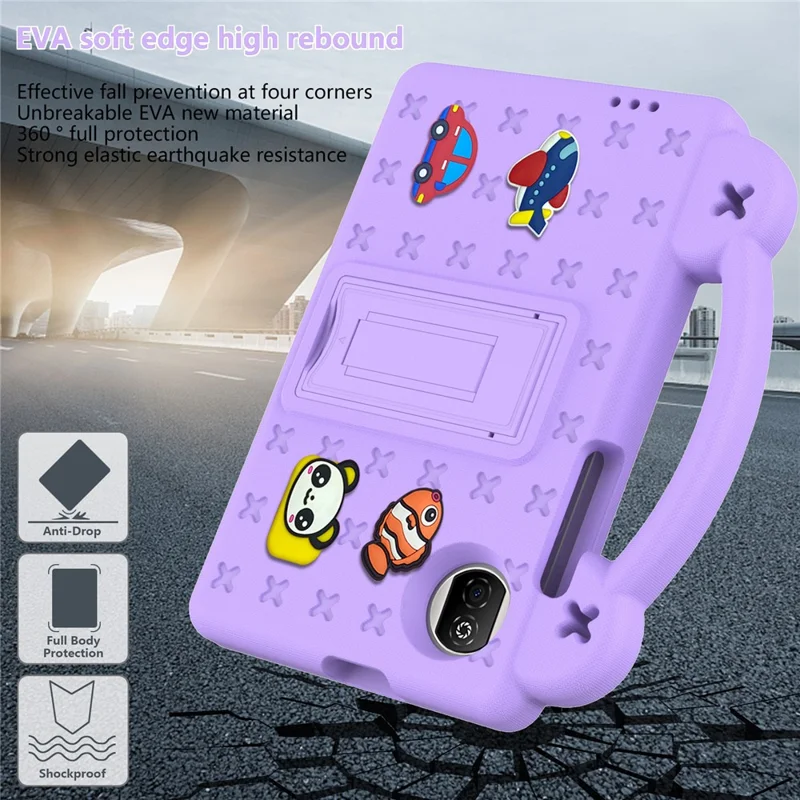 For Honor Pad X7 Hülle Kinder Cartoon Muster Handgriff Ständer Tablet EVA Abdeckung - Lila