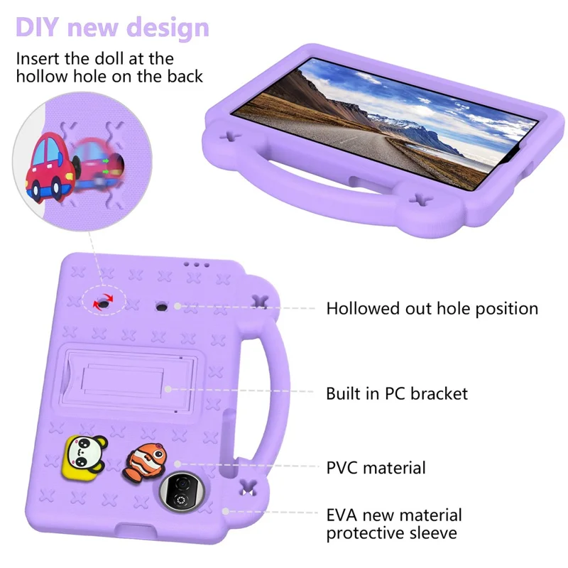 For Honor Pad X7 Hülle Kinder Cartoon Muster Handgriff Ständer Tablet EVA Abdeckung - Lila