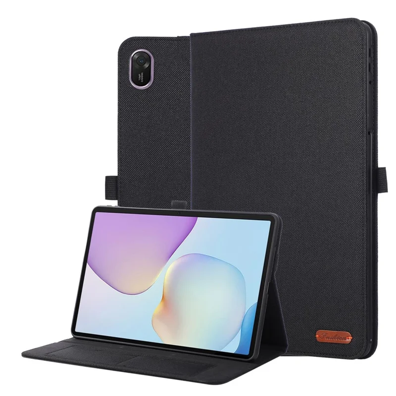 Til Huawei MatePad 11.5 2025 Taske med Stå, Kortlomme og Kludstruktur, Lædertabletdækk i Stoftekstur - Sort