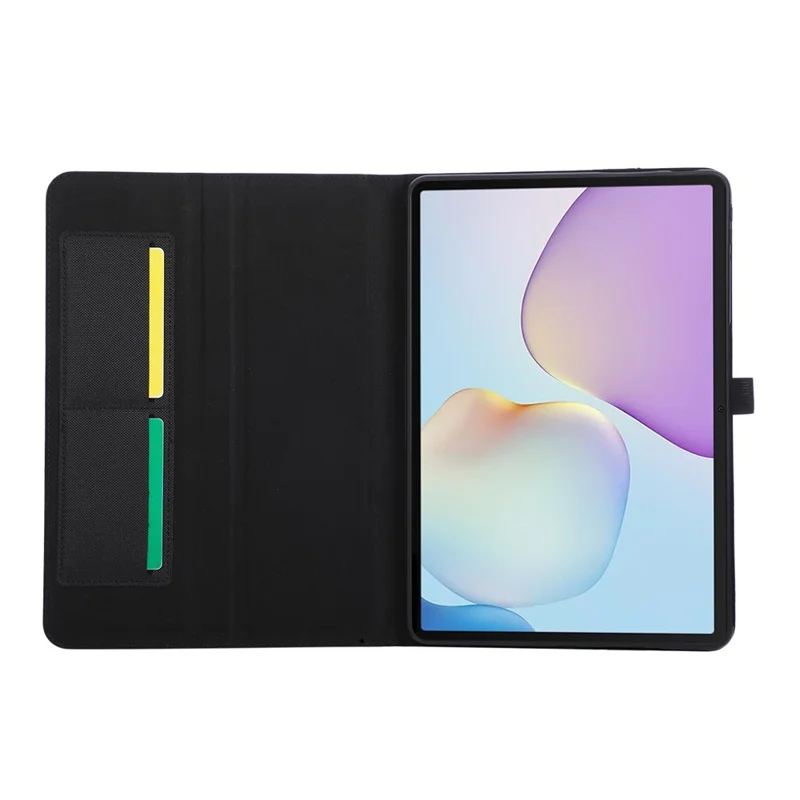 Til Huawei MatePad 11.5 2025 Taske med Stå, Kortlomme og Kludstruktur, Lædertabletdækk i Stoftekstur - Sort