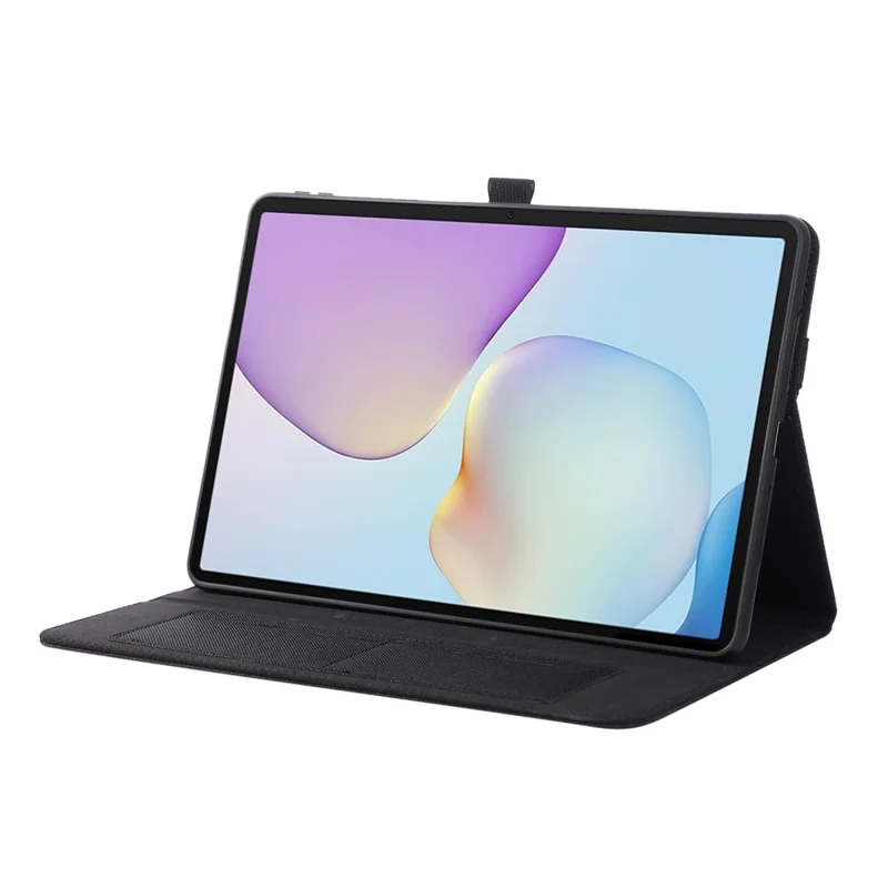 Til Huawei MatePad 11.5 2025 Taske med Stå, Kortlomme og Kludstruktur, Lædertabletdækk i Stoftekstur - Sort