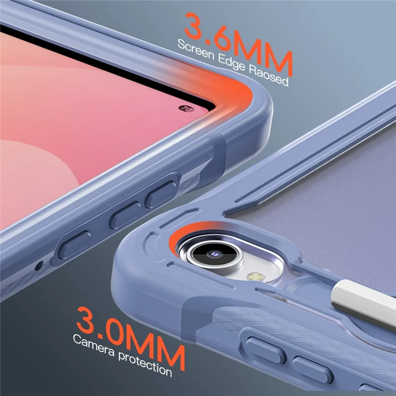 For Samsung Galaxy Tab S11 Case Kickstand PC + TPU + Silicone Tablet Cover with Rotary Hand Strap - Lavender Grey